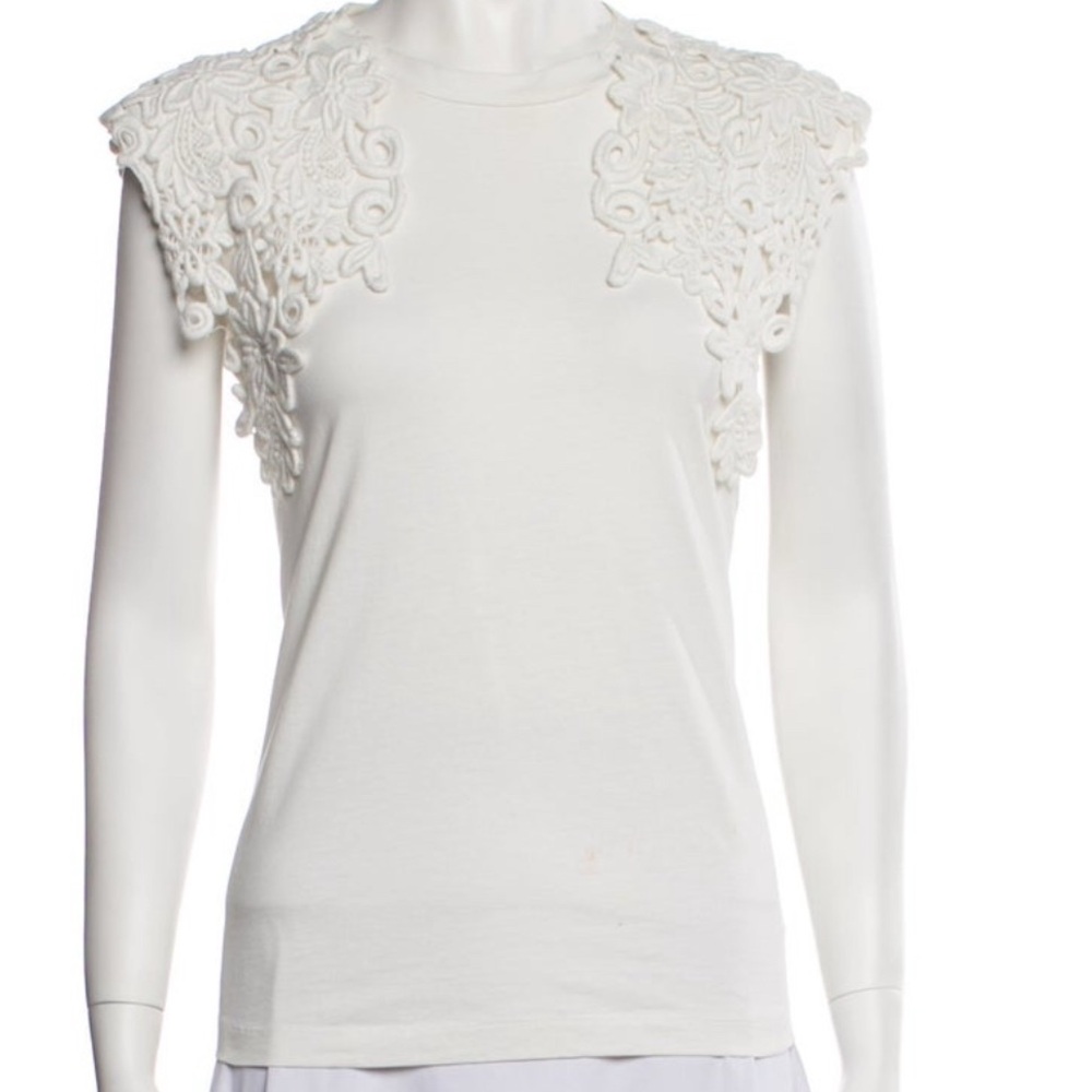 White Lace Shoulder Detail Women's Top